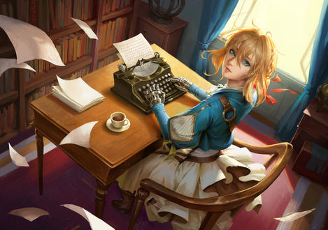 Обои на рабочий стол Violet Evergarden / Вайолет Эвергарден из аниме Violet Evergarden, by wenfei ye