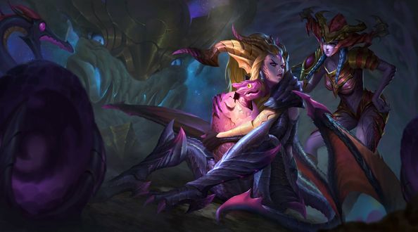 Обои на рабочий стол Dragon Sorceress Zyra / Колдунья-Дракон Зира из игры League of Legends / Лига Легенд, by Iqnatius Budi