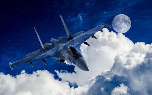 Обои на рабочий стол Самолет в небе над облаками
