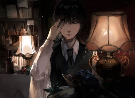 Обои на рабочий стол Kaneki Ken / Канеки Кен из аниме Tokyo Ghoul / Токийский Гуль