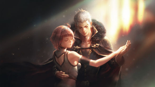 Обои на рабочий стол Nina Drango / Нина Дранго и Charioce XVII / Шариос Семнадцатый из аниме Shingeki no Bahamut: Virgin Soul / Ярость Бахамута: Невинная душа, by Degonia