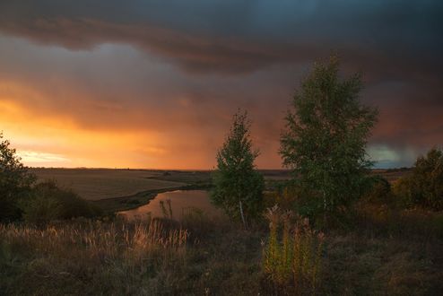 Обои на рабочий стол Природа летом на восходе солнца, фотограф Володимир Карчевський