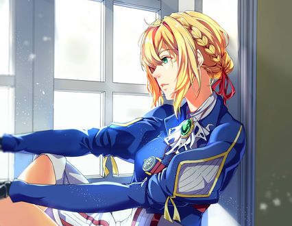 Обои на рабочий стол Violet Evergarden / Вайолет Эвергарден из аниме Violet Evergarden, art by Egoist