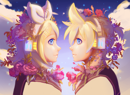 Обои на рабочий стол Vocaloid Len, Rin Kagamine / Вокалоид Лен, Рин Кагамине, by My-Magic-Dream