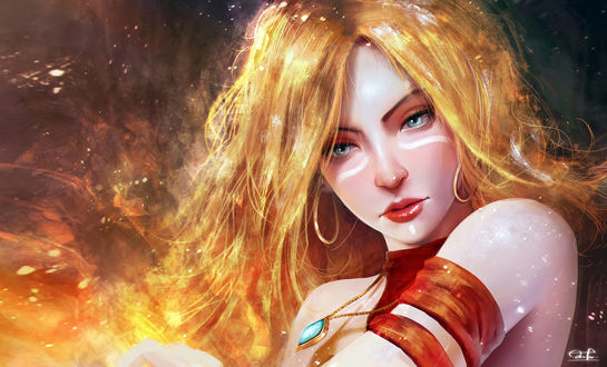 Обои на рабочий стол Lina / Лина из игры Dota 2, by Razaras