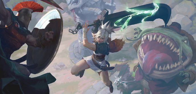 Обои на рабочий стол Riven / Ривэн из игры League of Legends / Лига Легенд, by Song Nan Li
