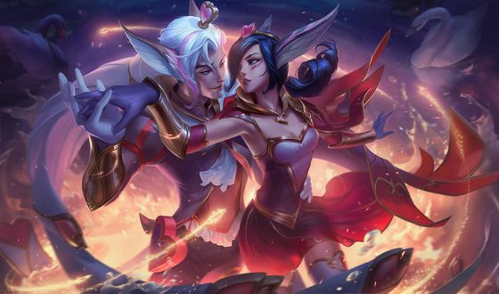 Обои на рабочий стол Rakan & Xayah / Ракан и Шая из игры League of Legends / Лига Легенд, by Jean Go