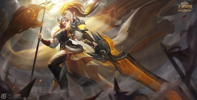 Обои на рабочий стол Девушка-полководец из игры Honor of Kings / Честь Королей, by exia xiaotong