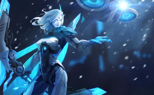 Обои на рабочий стол Ashe / Эш, арт к игре League of Legends / Лига Легенд, by Linger FTC