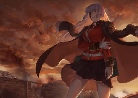 Обои на рабочий стол Раненная девушка в военной форме персонаж из аниме Fate Grand Order / Судьба Великий приказ