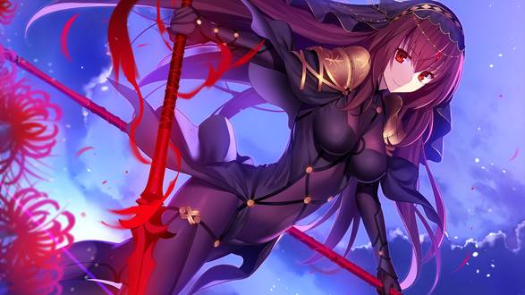 Обои на рабочий стол Lancer Scathach / Лансер / Копейщик / Скатах из онлайн RPG игры Fate / Grand Order
