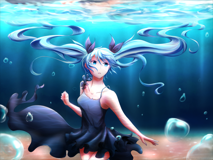 Обои на рабочий стол Vocaloid Miku Hatsune / Вокалоид Мику Хацунэ, by Hinna-chan