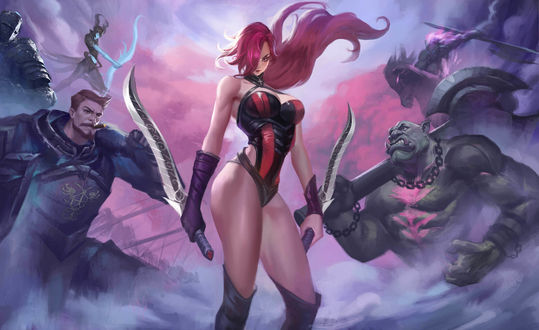 Обои на рабочий стол Katarina / Катарина среди героев игры League of Legends / Лига Легенд, by qu zhao