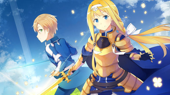 Обои на рабочий стол Alice / Алиса и Eugeo / Юджио из аниме Sword Art Online Alicization / Мастера Меча Онлайн Алисизация