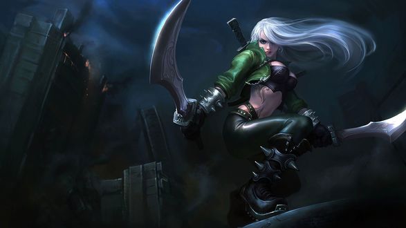 Обои на рабочий стол Mercenary Katarina / Наемник Катарина арт персонажа из игры League of Legends / Лига Легенд
