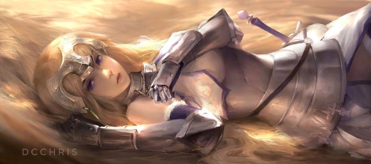 Обои на рабочий стол Жанна дАрк / Joan of Arc / Jeanne dArc / Знаменосец / Рулер / Ruler из аниме и манги Судьба: Апокриф / Fate / Apocrypha, а также онлайн RPG игры Fate / Grand Order, by DC chris