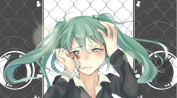 Обои на рабочий стол Vocaloid Miku Hatsune / Вокалоид Мику Хацунэ, by Tiribrush