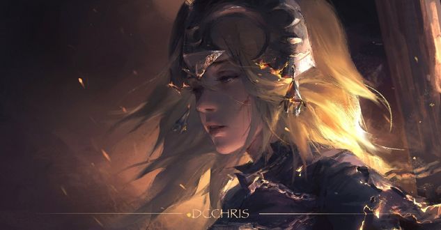 Обои на рабочий стол Жанна дАрк / Joan of Arc / Jeanne dArc / Знаменосец / Рулер / Ruler из аниме и манги Судьба: Апокриф / Fate / Apocrypha, а также онлайн RPG игры Fate / Grand Order, by DC chris