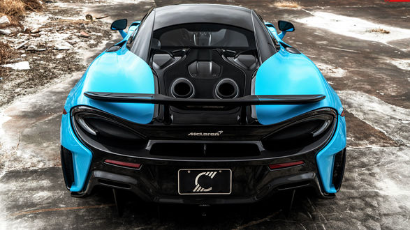Обои на рабочий стол Английский Fistral Blue спорт кар McLaren 600LT on ANRKY AN11 Wheels