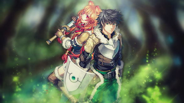 Обои на рабочий стол Iwatani Naofumi / Иватани Наофуми и Raphtalia / Рафталия из аниме Tate no Yuusha no Nariagari / Восхождение Героя Щита