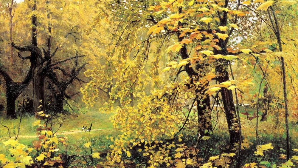 Обои для рабочего стола Золотая осень, 1886 год, художник Илья Остроухов