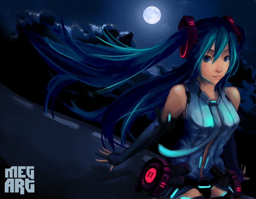 Обои для рабочего стола Vocaloid Miku Hatsune / Вокалоид Мику Хацунэ, by Me9aLodon