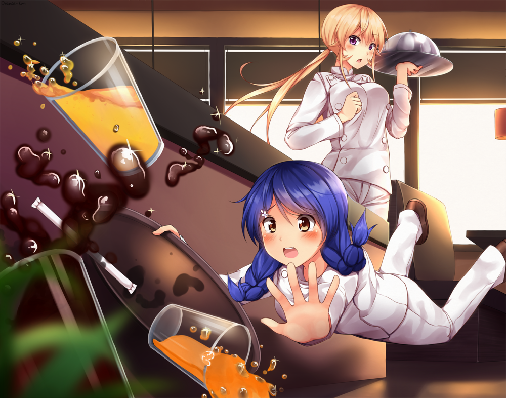Обои для рабочего стола Megumi Tadokoro / Мэгуми Тадокоро и Erina Nakiri / Эрина Накири из аниме Shokugeki no Souma / Повар-боец Сома, by Onamae-kun