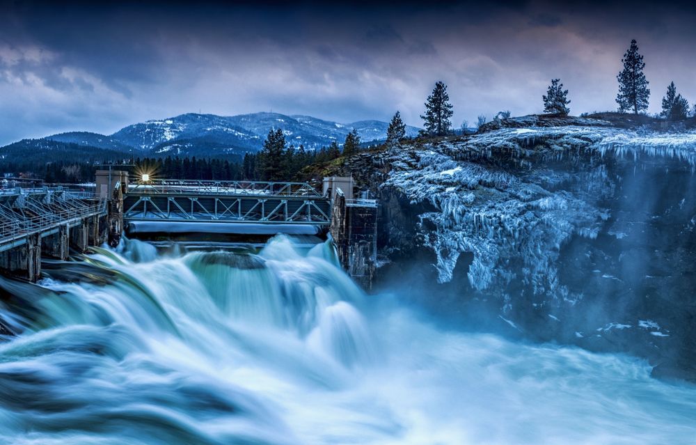 Обои для рабочего стола Плотина Post Falls / Пост-Фолс в Post Falls / Пост-Фолс, штат Idaho / Айдахо, by Gabe Lawson