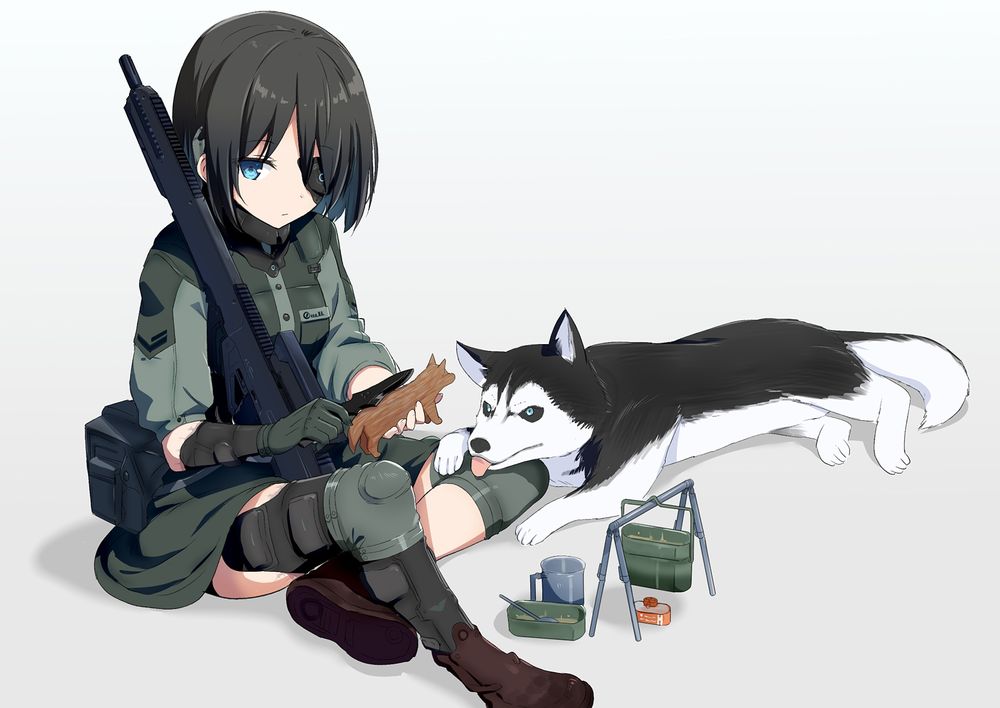 Anime girl with puppy