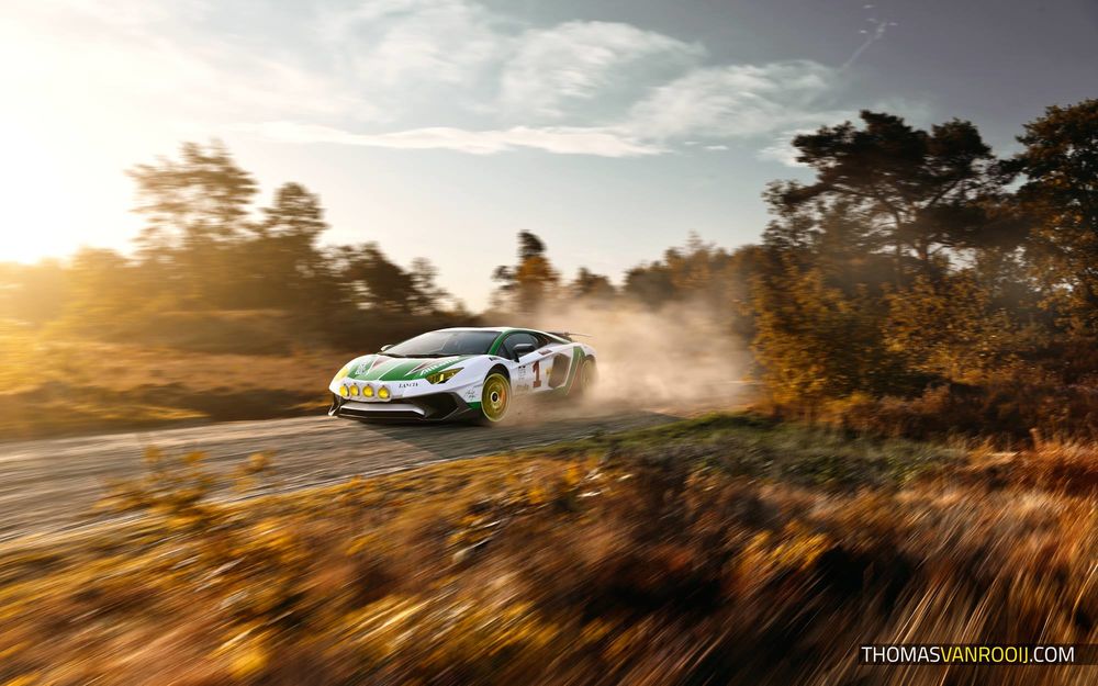 Обои для рабочего стола Lamborghini Aventador SV в ливреи Alitalia Lancia Stratos hf group 4, by photography Thomas van Rooij