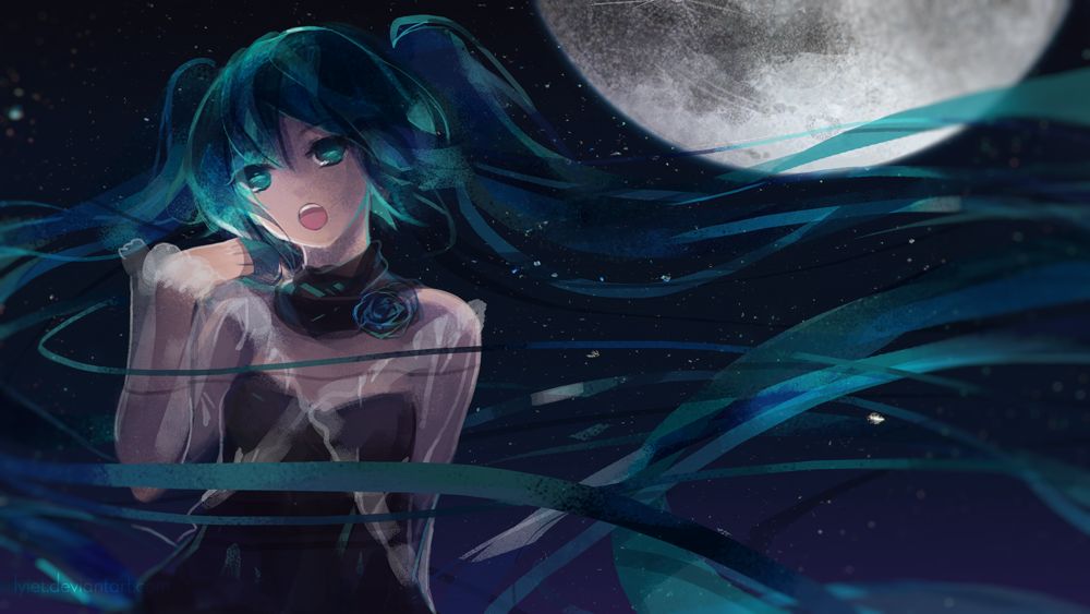 Обои для рабочего стола Vocaloid Miku Hatsune / Вокалоид Мику Хацунэ, by Lyiet