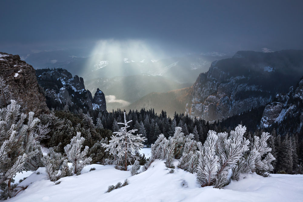 Обои для рабочего стола Magic Sunrise in Ceahlau Mountain, Romania / Магический рассвет в горах Чахлэу Румыния, фотограф Lazar Ioan Ovidiu