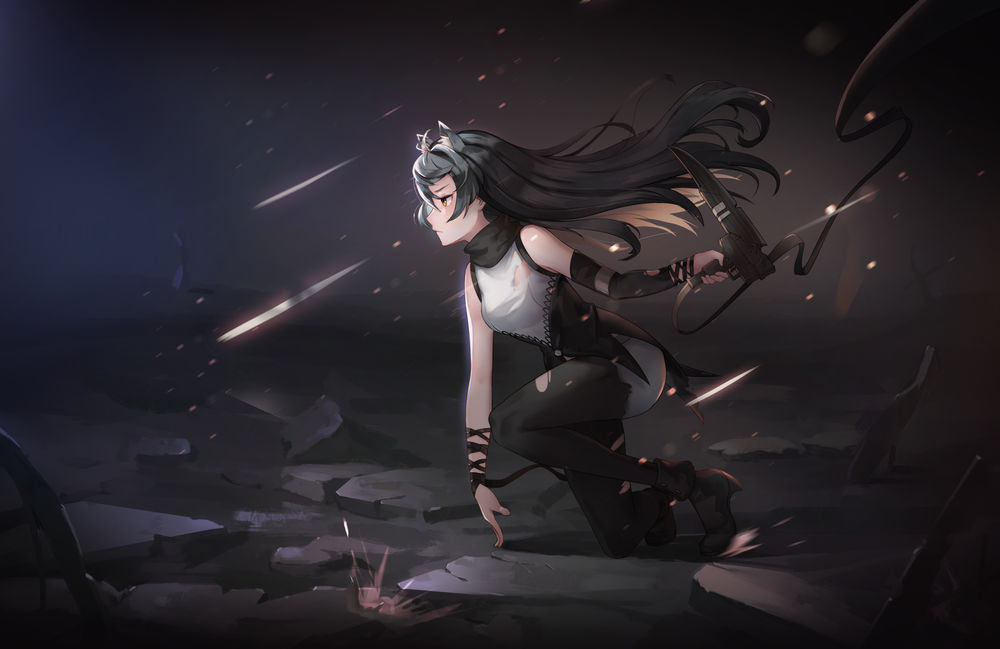 Обои для рабочего стола Blake Belladonna / Блейк Белладонна из аниме RWBY / Красный, Белый, Черный, Желтый