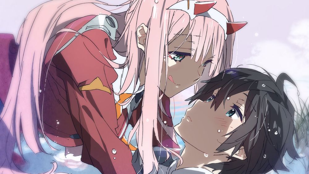 Обои для рабочего стола Zero Two / Зеро Ту и Hiro / Хиро из аниме Darling in the FranXX / Милый во Франкcе