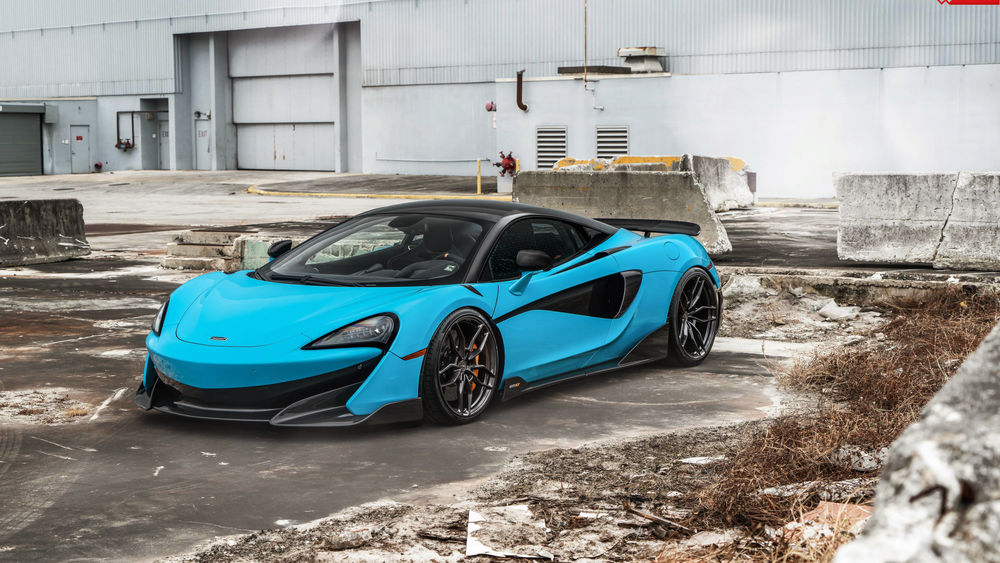 Обои для рабочего стола Английский Fistral Blue спорт кар McLaren 600LT on ANRKY AN11 Wheels
