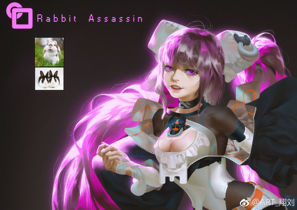 Обои для рабочего стола Девушка- Rabbit Assassin / Кролик-убийца, by Xiang Liu