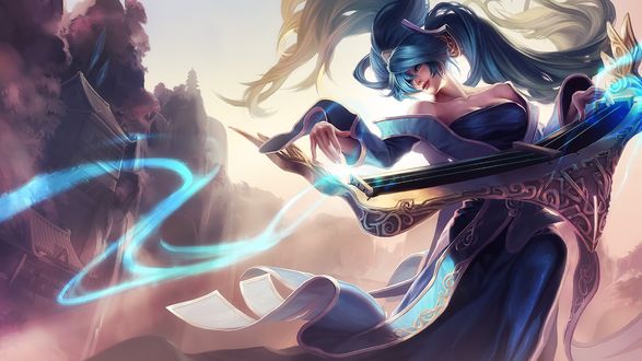 Обои на рабочий стол Sona / Сона, из игры League of Legends / Лига Легенд, by shilin
