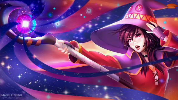 Обои на рабочий стол Megumin / Мэгумин из аниме Kono Subarashii Sekai ni Shukufuku wo!/Этот замечательный мир, by MadeleineInk