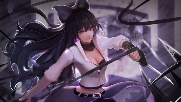 Обои на рабочий стол Blake Belladonna / Блейк Белладонна аниме RWBY / Красный, Белый, Черный, Желтый