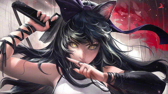 Обои на рабочий стол Blake Belladonna / Блейк Белладонна из аниме RWBY / Красный, Белый, Черный, Желтый