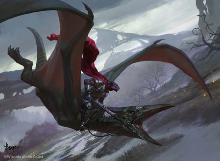 Обои на рабочий стол Воин-пантера Windgrace летит верхом на птеродактиле, арт к игре Magic The Gathering, by Bayard Wu