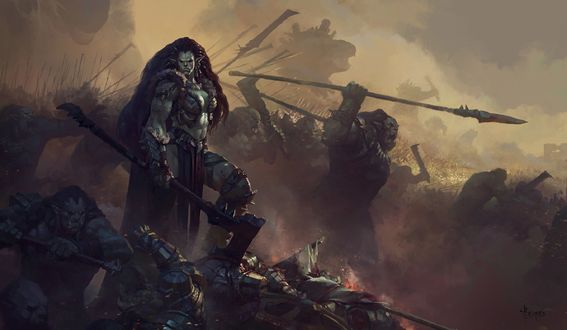 Обои на рабочий стол Ms. Orc- Queen / Королева орков, by Bayard Wu