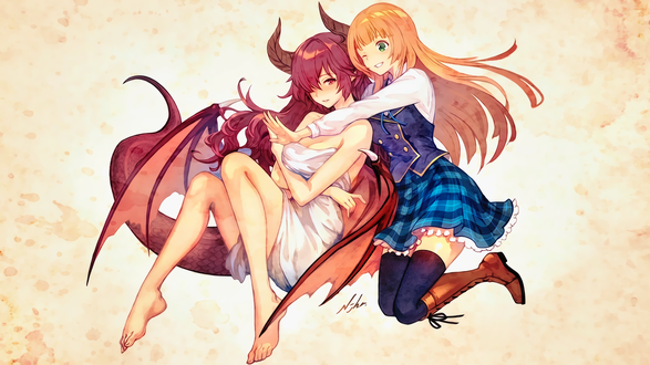 Обои на рабочий стол Anne / Энн и Grea / Грея из аниме Manaria Friends / Друзья из Манарии, by sanoboss