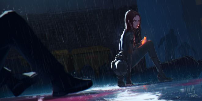 Обои на рабочий стол Black Widow / Черной Вдова из комиксов компании Марвел / Marvel, by Lucia Hsiang
