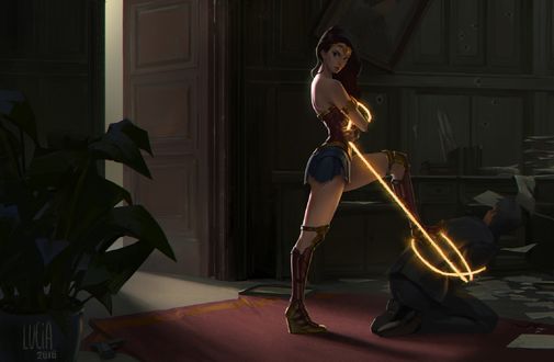 Обои на рабочий стол Diana / Диана - Wonder Woman / Чудо-Женщина из комиксов компании Марвел / Marvel, by Lucia Hsiang