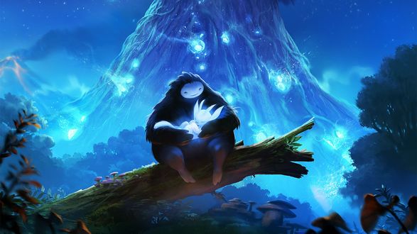 Обои на рабочий стол Naru / Нару и Ori / Ори, арт к видеоигре Ori and the Blind Forest / Ори и Непроглядный лес