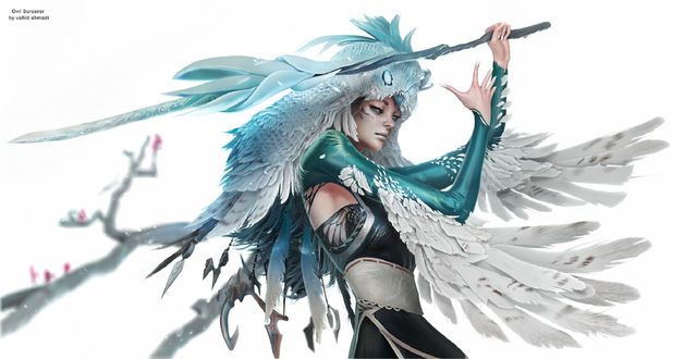 Обои на рабочий стол Девушка-Owl sorcerer / Сова колдунья, by vahid ahmadi