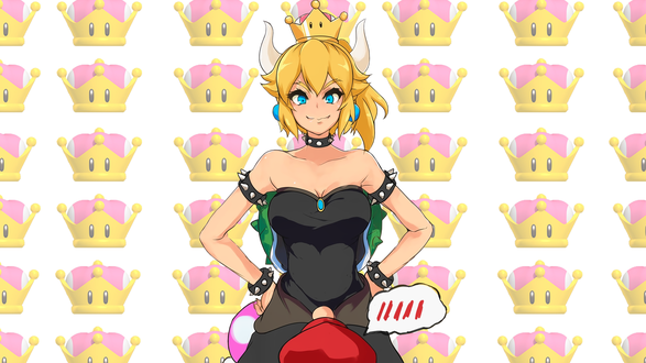 Обои на рабочий стол Bowsette / Боузетта и Mario / Марио из игры Super Mario / Супер Марио, by sanoboss