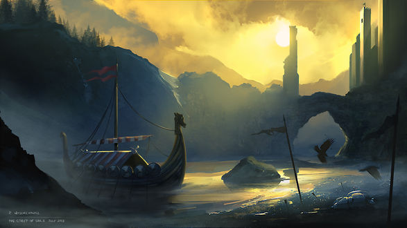 Обои на рабочий стол Корабль на воде, by Patryk Wojciechowicz