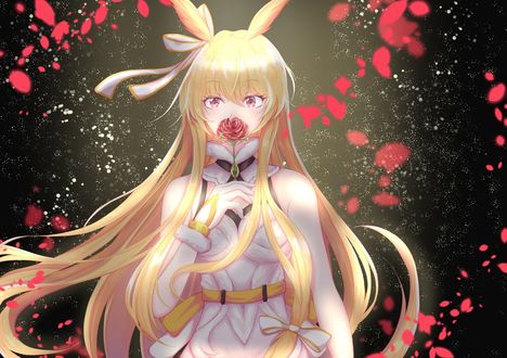 Обои на рабочий стол Valkyrie с цветком в руке из аниме Fate Grand Order / Судьба Великий Приказ
